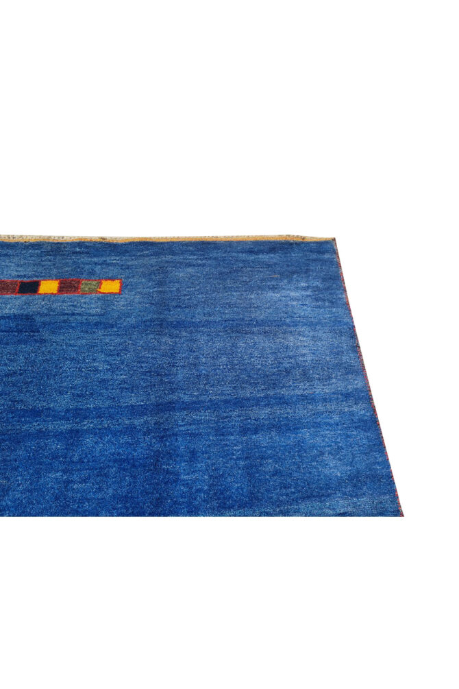 Authentic Hand Knotted Vintage Indo Gabbah Pictorial Wool Area Rug 8.0 x 5.9 Ft (1482 Ger-4) - Image 8