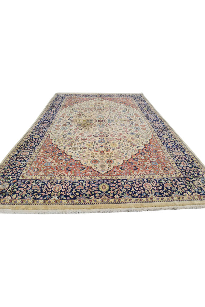 Authentic Hand Knotted Vintage Indo Wool Area Rug 9.8 x 6.5 Ft (1484 Ger-4) - Image 4