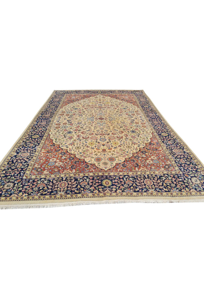 Authentic Hand Knotted Vintage Indo Wool Area Rug 9.8 x 6.5 Ft (1484 Ger-4) - Image 5