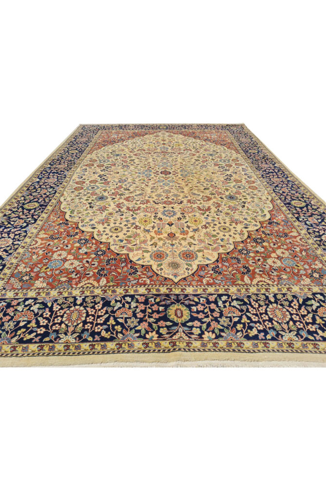 Authentic Hand Knotted Vintage Indo Wool Area Rug 9.8 x 6.5 Ft (1484 Ger-4) - Image 6