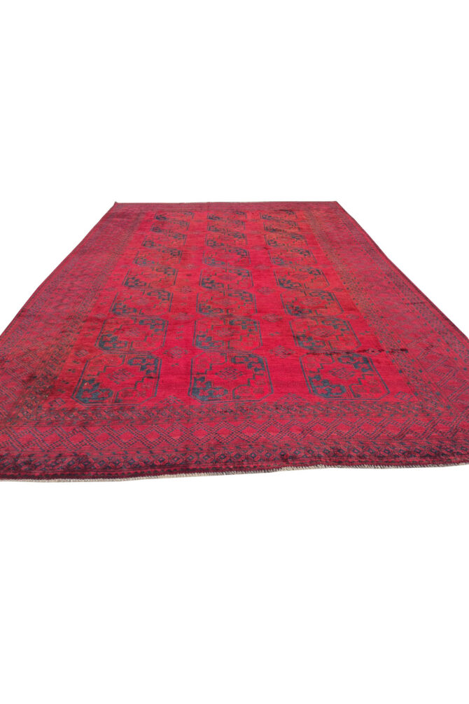 Authentic Hand Knotted Antique Afghan Turkmen Felpah Wool Area Rug 11.5 x 8.0 Ft (1485 Ger-4) - Image 2