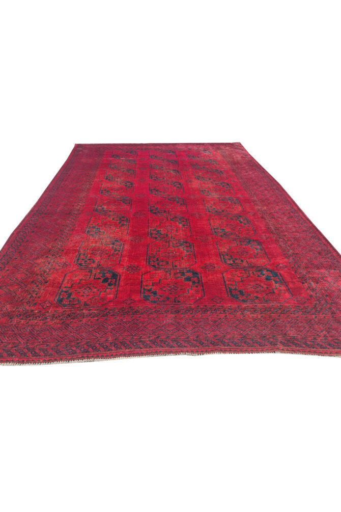 Authentic Hand Knotted Antique Afghan Turkmen Felpah Wool Area Rug 11.5 x 8.0 Ft (1485 Ger-4) - Image 3