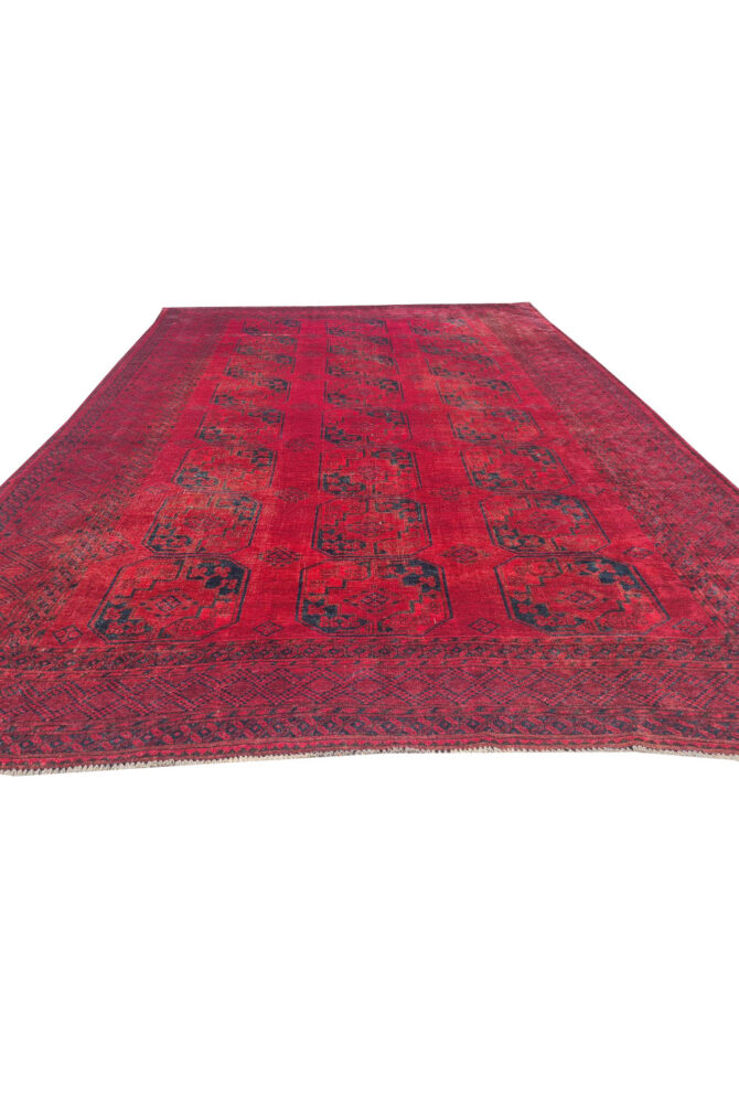 Authentic Hand Knotted Antique Afghan Turkmen Felpah Wool Area Rug 11.5 x 8.0 Ft (1485 Ger-4) - Image 4
