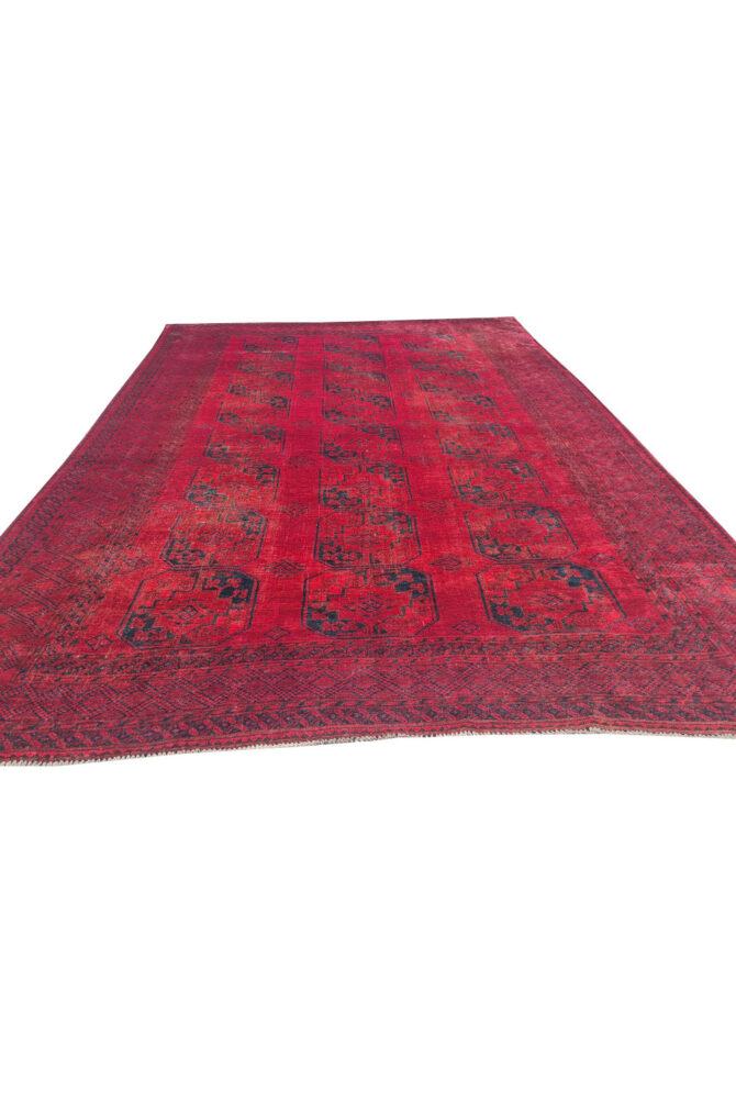Authentic Hand Knotted Antique Afghan Turkmen Felpah Wool Area Rug 11.5 x 8.0 Ft (1485 Ger-4) - Image 5