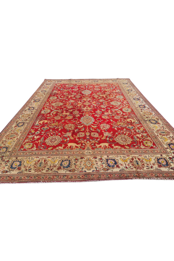 Authentic Hand Knotted Vintage Tabreez Wool Area Rug 13.7 x 9.10 Ft (1495 Ger-4) - Image 4