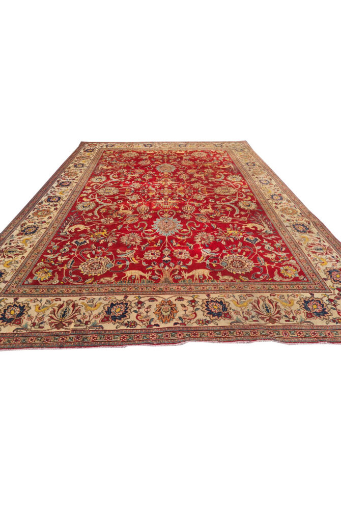 Authentic Hand Knotted Vintage Tabreez Wool Area Rug 13.7 x 9.10 Ft (1495 Ger-4) - Image 5