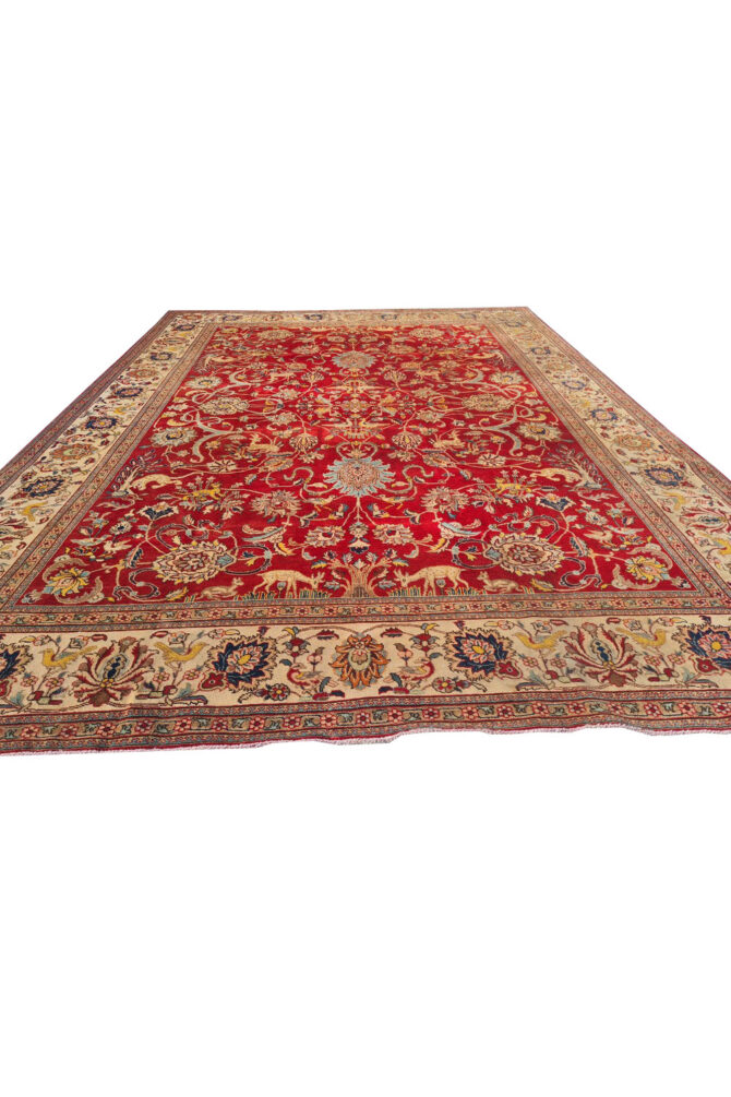 Authentic Hand Knotted Vintage Tabreez Wool Area Rug 13.7 x 9.10 Ft (1495 Ger-4) - Image 6