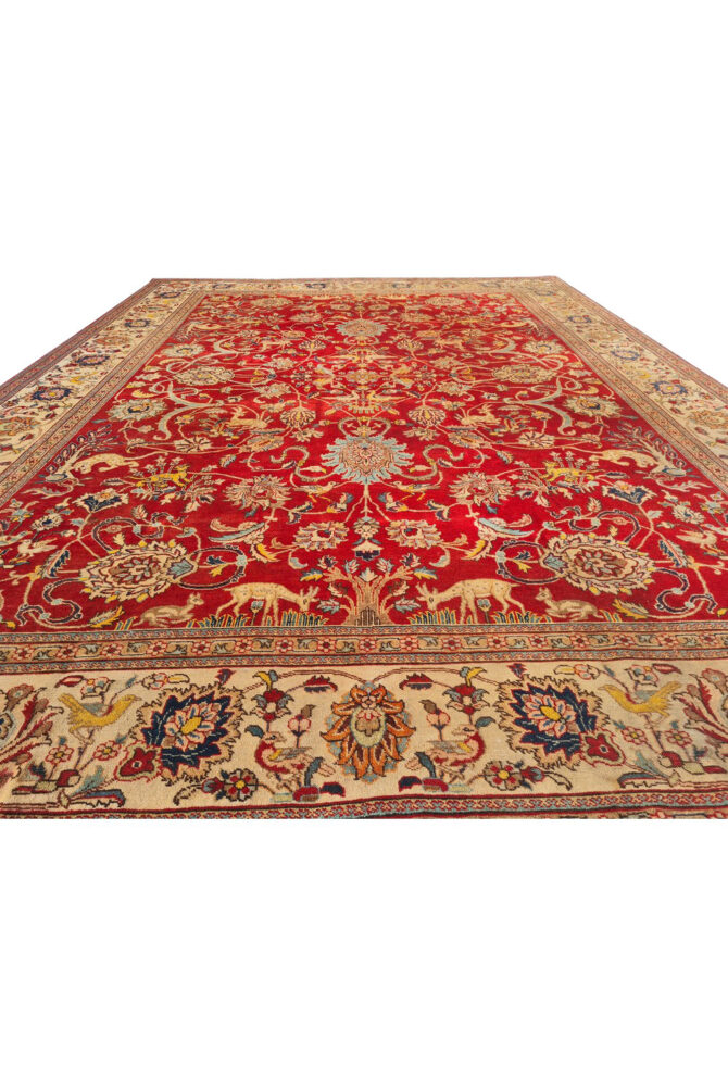 Authentic Hand Knotted Vintage Tabreez Wool Area Rug 13.7 x 9.10 Ft (1495 Ger-4) - Image 7