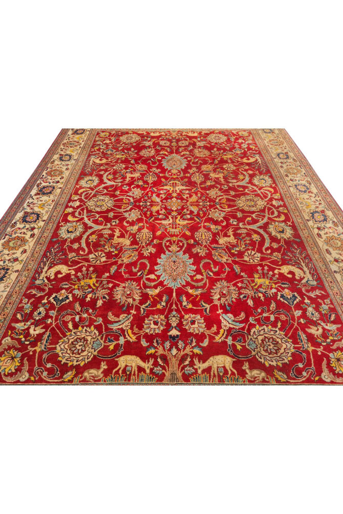 Authentic Hand Knotted Vintage Tabreez Wool Area Rug 13.7 x 9.10 Ft (1495 Ger-4) - Image 8