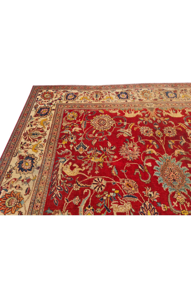 Authentic Hand Knotted Vintage Tabreez Wool Area Rug 13.7 x 9.10 Ft (1495 Ger-4) - Image 9