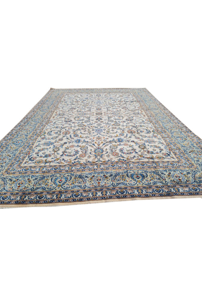 Authentic Hand Knotted Vintage Qashoun Wool Area Rug 13.10 x 9.8 Ft (1498 Ger-4) - Image 4