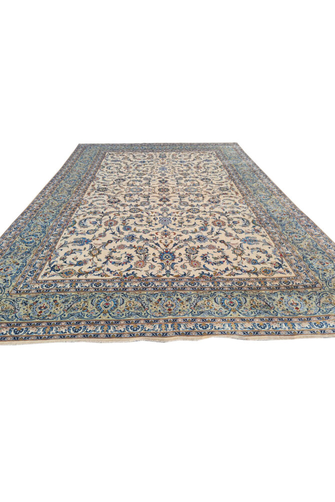 Authentic Hand Knotted Vintage Qashoun Wool Area Rug 13.10 x 9.8 Ft (1498 Ger-4) - Image 5