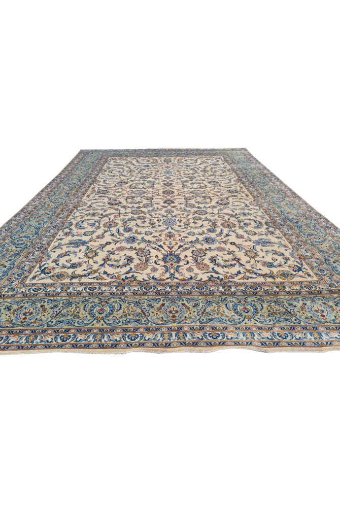 Authentic Hand Knotted Vintage Qashoun Wool Area Rug 13.10 x 9.8 Ft (1498 Ger-4) - Image 6