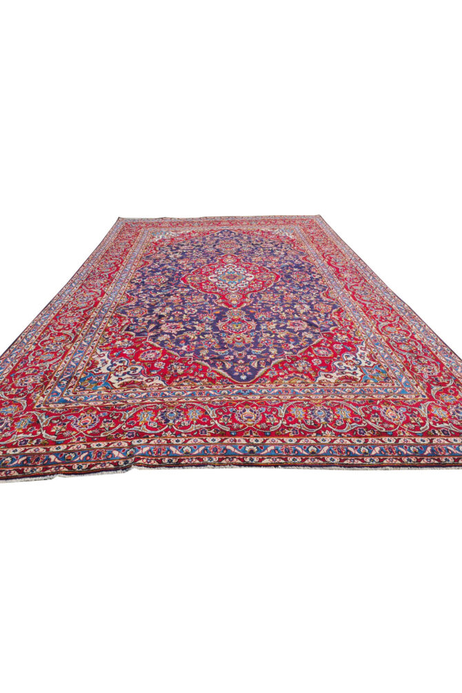 Authentic Hand Knotted Vintage Qashoun Wool Area Rug 11.10 x 7.10 Ft (1500 Ger-4) - Image 4