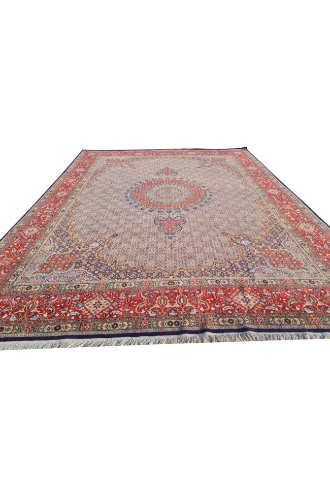 Authentic Hand Knotted Vintage Yamoud Wool Area Rug 12.9 x 9.7 Ft (1516 Ger-4) - Image 4