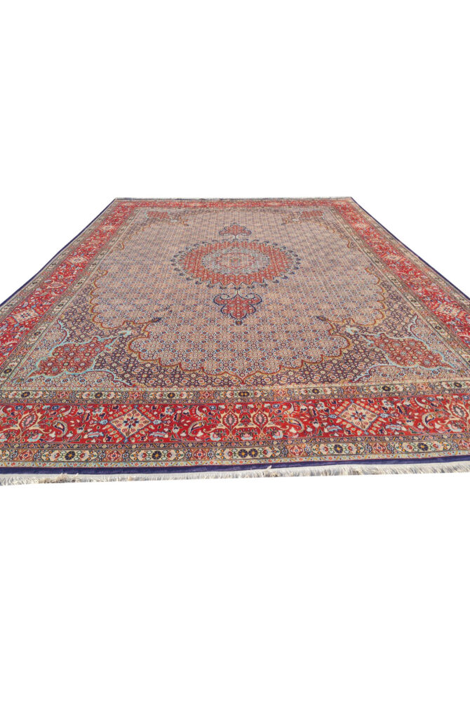 Authentic Hand Knotted Vintage Yamoud Wool Area Rug 12.9 x 9.7 Ft (1516 Ger-4) - Image 6