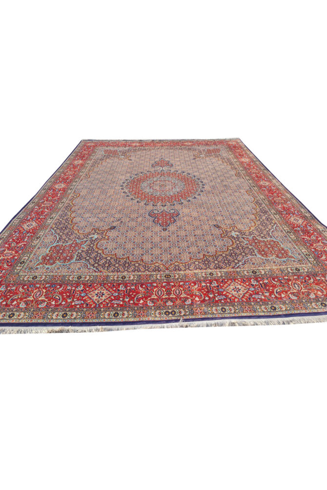 Authentic Hand Knotted Vintage Yamoud Wool Area Rug 12.9 x 9.7 Ft (1516 Ger-4) - Image 7