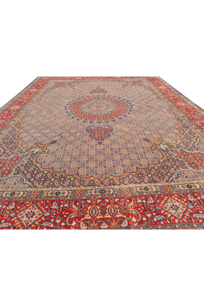 Authentic Hand Knotted Vintage Yamoud Wool Area Rug 12.9 x 9.7 Ft (1516 Ger-4) - Image 8