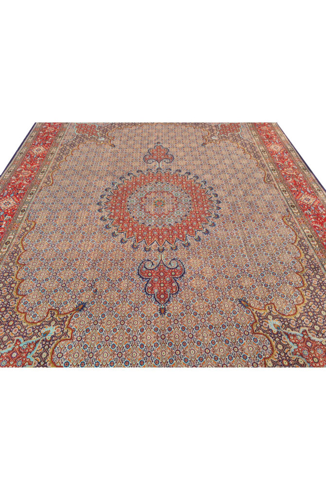 Authentic Hand Knotted Vintage Yamoud Wool Area Rug 12.9 x 9.7 Ft (1516 Ger-4) - Image 9