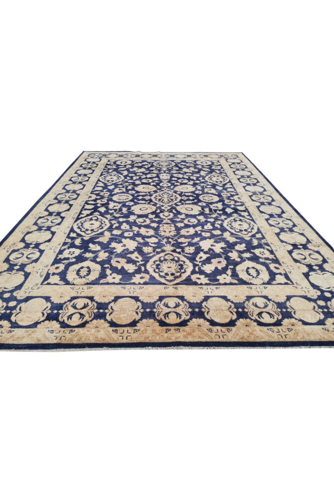 Authentic Hand Knotted Vintage Afghan Chobi Wool Area Rug 11.5 x 8.4 Ft (1520 Ger-4) - Image 4