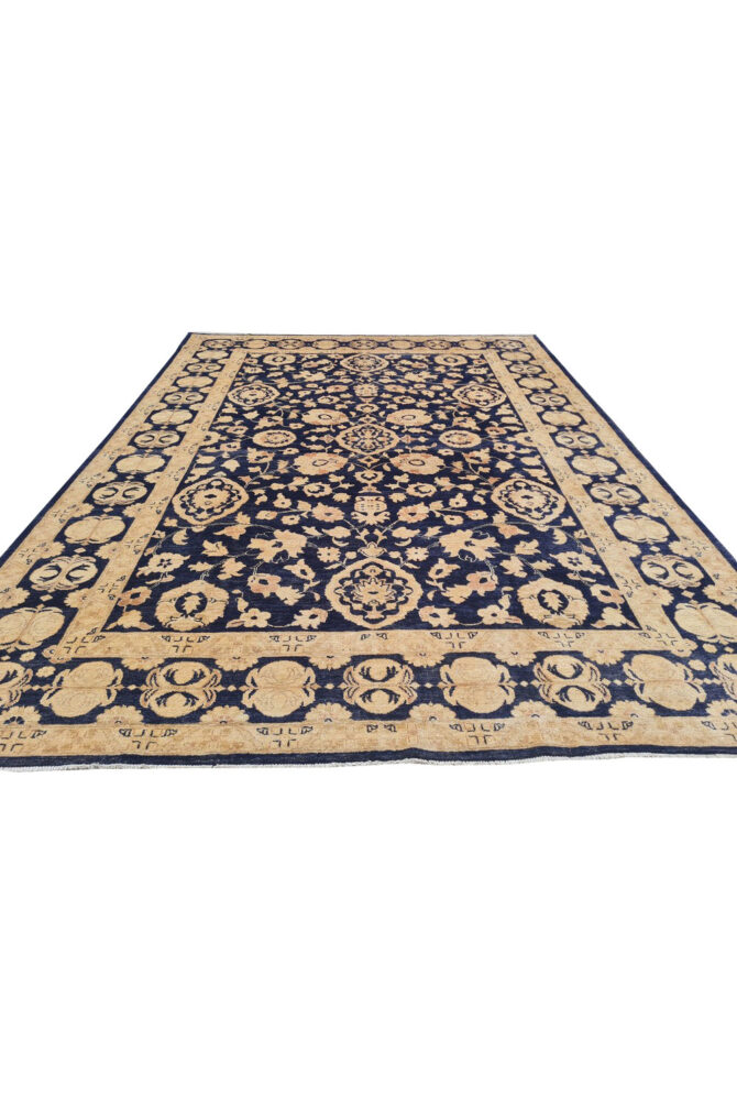 Authentic Hand Knotted Vintage Afghan Chobi Wool Area Rug 11.5 x 8.4 Ft (1520 Ger-4) - Image 5