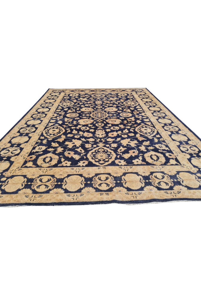 Authentic Hand Knotted Vintage Afghan Chobi Wool Area Rug 11.5 x 8.4 Ft (1520 Ger-4) - Image 6