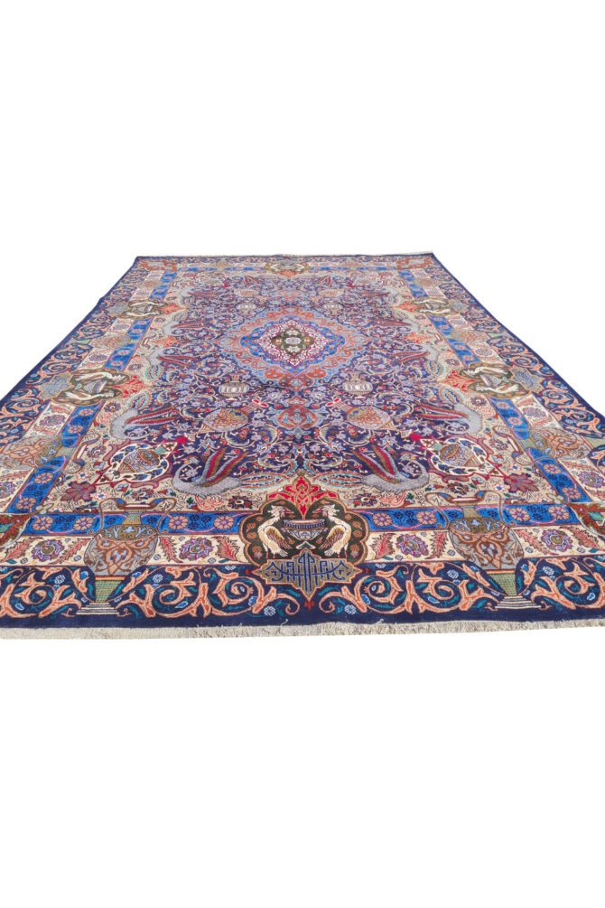 Authentic Hand Knotted Vintage Kashmour Pictorial Wool Area Rug 11.3 x 7.11 Ft (1540 Ger-4) - Image 4