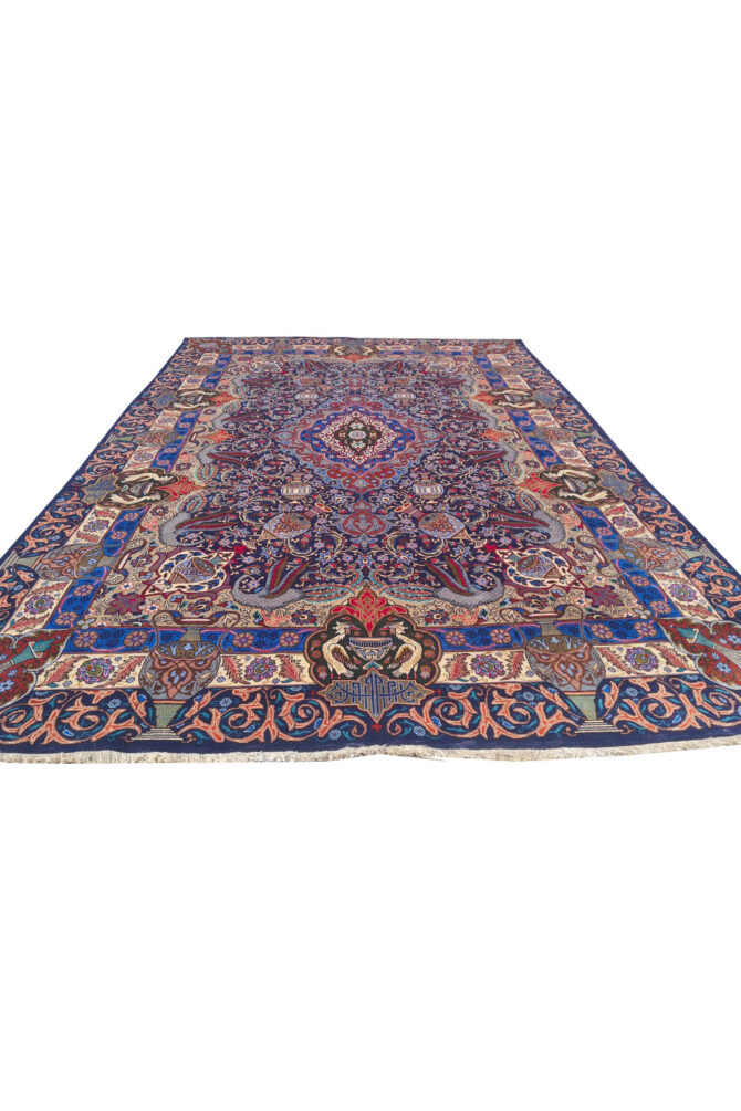 Authentic Hand Knotted Vintage Kashmour Pictorial Wool Area Rug 11.3 x 7.11 Ft (1540 Ger-4) - Image 5