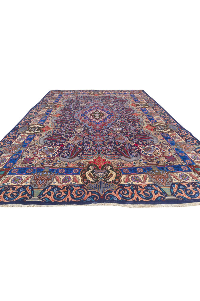 Authentic Hand Knotted Vintage Kashmour Pictorial Wool Area Rug 11.3 x 7.11 Ft (1540 Ger-4) - Image 6