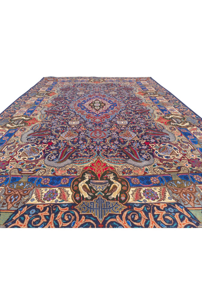Authentic Hand Knotted Vintage Kashmour Pictorial Wool Area Rug 11.3 x 7.11 Ft (1540 Ger-4) - Image 7