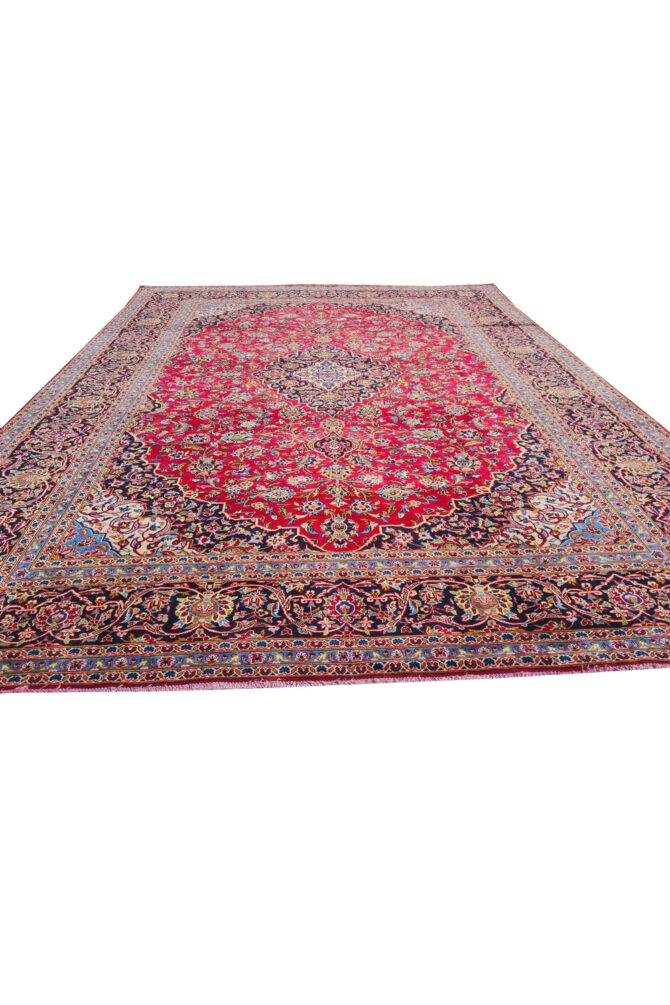 Authentic Hand Knotted Vintage Qashoun Wool Area Rug 12.8 x 9.6 Ft (1542 Ger-4) - Image 4