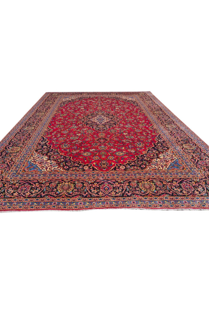 Authentic Hand Knotted Vintage Qashoun Wool Area Rug 12.8 x 9.6 Ft (1542 Ger-4) - Image 5