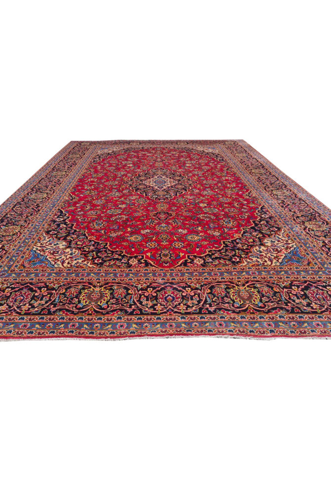 Authentic Hand Knotted Vintage Qashoun Wool Area Rug 12.8 x 9.6 Ft (1542 Ger-4) - Image 6