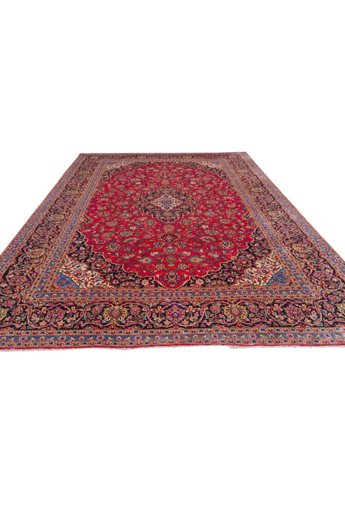 Authentic Hand Knotted Vintage Qashoun Wool Area Rug 12.8 x 9.6 Ft (1542 Ger-4) - Image 7