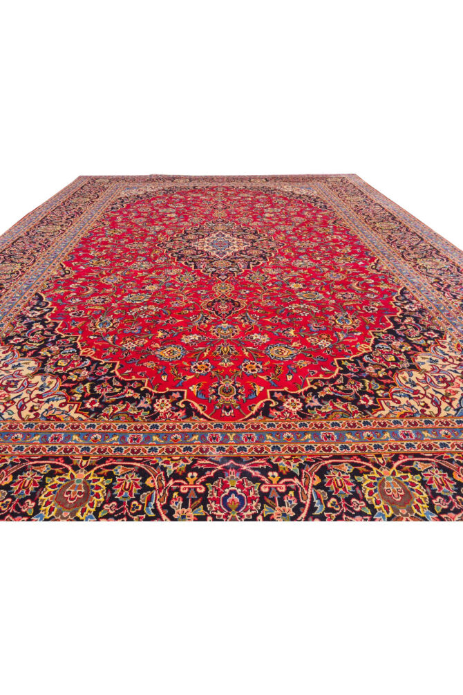 Authentic Hand Knotted Vintage Qashoun Wool Area Rug 12.8 x 9.6 Ft (1542 Ger-4) - Image 8