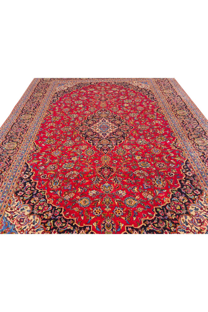 Authentic Hand Knotted Vintage Qashoun Wool Area Rug 12.8 x 9.6 Ft (1542 Ger-4) - Image 9
