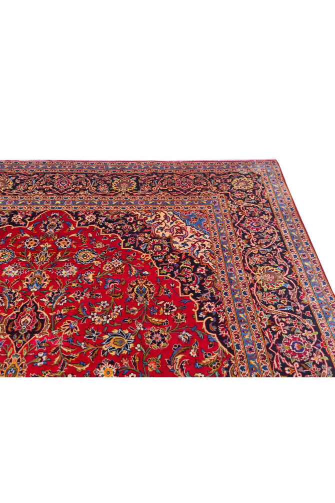 Authentic Hand Knotted Vintage Qashoun Wool Area Rug 12.8 x 9.6 Ft (1542 Ger-4) - Image 11