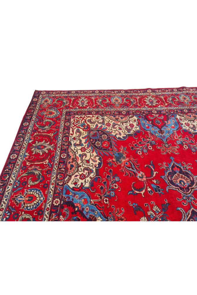 Authentic Hand Knotted Vintage Tabreez Wool Area Rug 14.1 x 9.4 Ft (1544 Ger-4) - Image 10