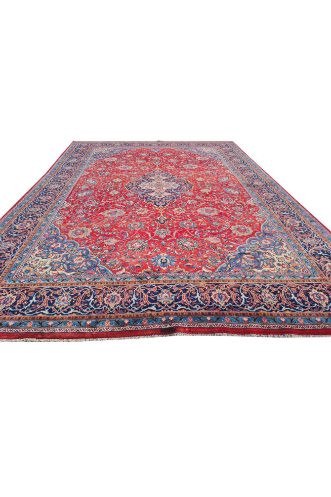 Authentic Hand Knotted Vintage Tabreez Wool Area Rug 13.10 x 9.9 Ft (1545 Ger-4) - Image 4