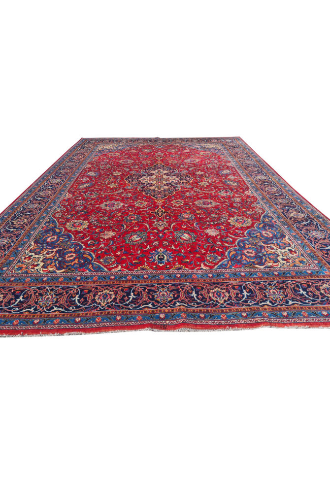 Authentic Hand Knotted Vintage Tabreez Wool Area Rug 13.10 x 9.9 Ft (1545 Ger-4) - Image 6