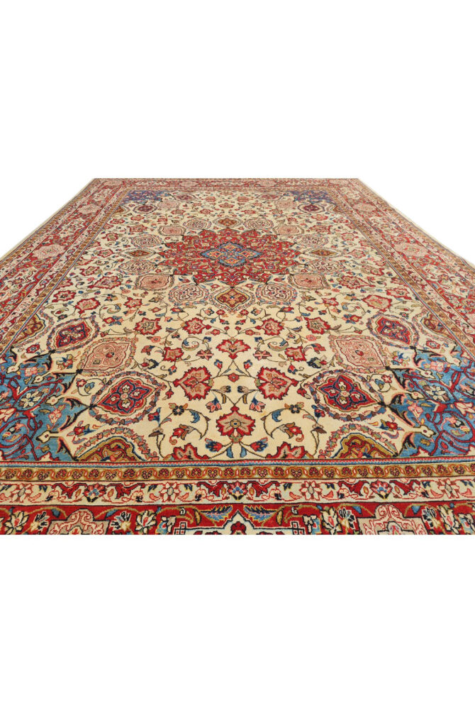Authentic Hand Knotted Vintage Tabreez Wool Area Rug 12.8 x 8.6 Ft (1553 Ger-4) - Image 5
