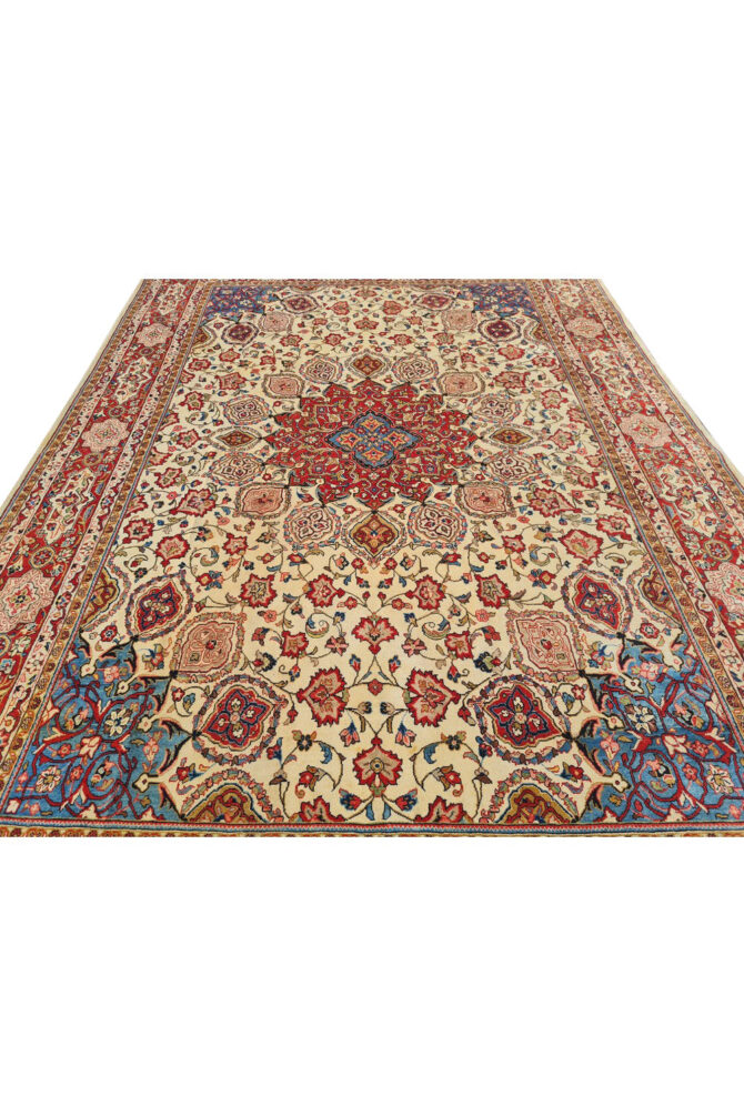 Authentic Hand Knotted Vintage Tabreez Wool Area Rug 12.8 x 8.6 Ft (1553 Ger-4) - Image 6