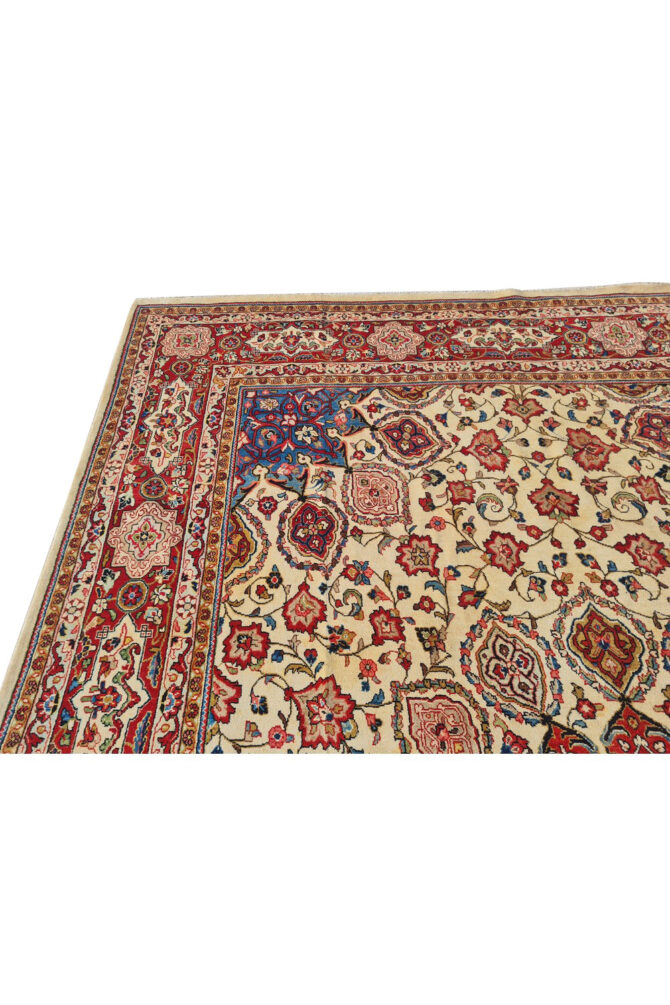 Authentic Hand Knotted Vintage Tabreez Wool Area Rug 12.8 x 8.6 Ft (1553 Ger-4) - Image 7