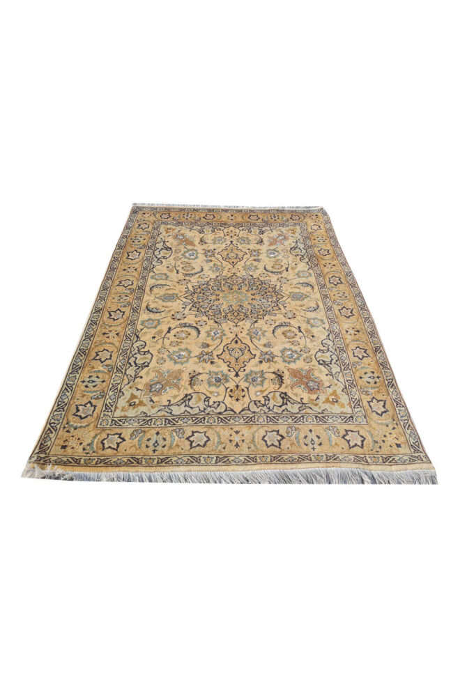 Authentic Hand Knotted Vintage Tabreez Wool Area Rug 4.9 x 3.4 Ft (1756 Ger-4) - Image 2
