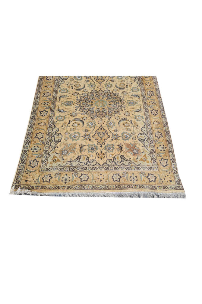Authentic Hand Knotted Vintage Tabreez Wool Area Rug 4.9 x 3.4 Ft (1756 Ger-4) - Image 6