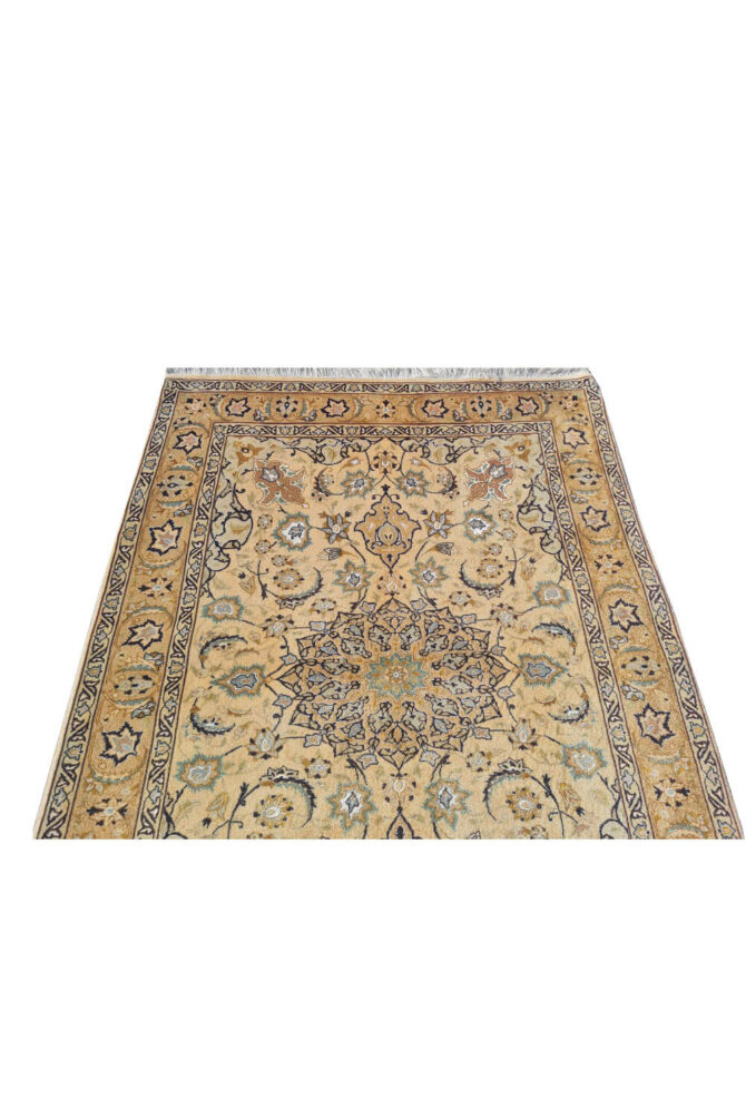 Authentic Hand Knotted Vintage Tabreez Wool Area Rug 4.9 x 3.4 Ft (1756 Ger-4) - Image 5