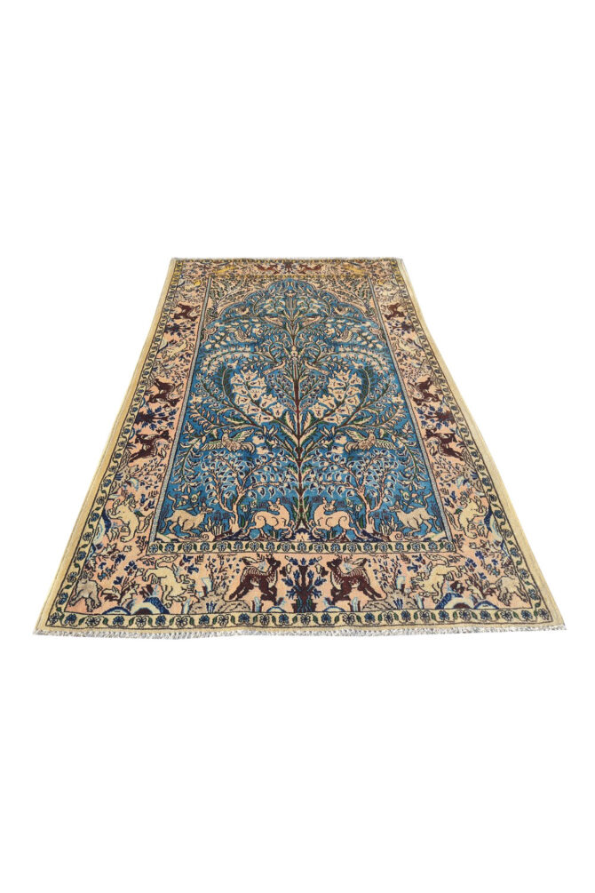Authentic Hand Knotted Vintage Pashmin Koum Hunting Pictorial Wool Area Rug 5.6 x 3.5 Ft (1759 Ger-4) - Image 2