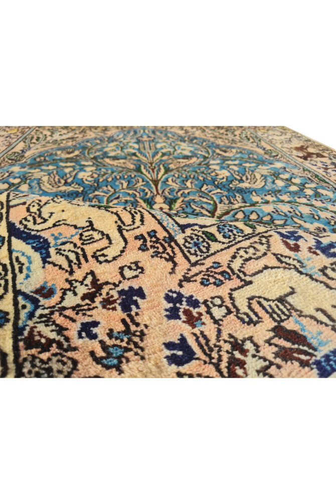 Authentic Hand Knotted Vintage Pashmin Koum Hunting Pictorial Wool Area Rug 5.6 x 3.5 Ft (1759 Ger-4) - Image 7