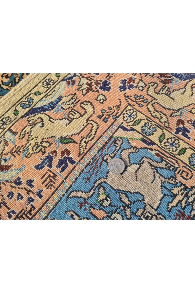 Authentic Hand Knotted Vintage Pashmin Koum Hunting Pictorial Wool Area Rug 5.6 x 3.5 Ft (1759 Ger-4) - Image 8