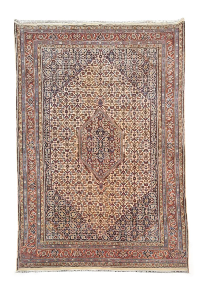 Authentic Hand Knotted Vintage Bijour Wool Area Rug 10.0 x 6.7 Ft